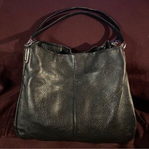 Classic Black Leather COACH Shoulder Bag